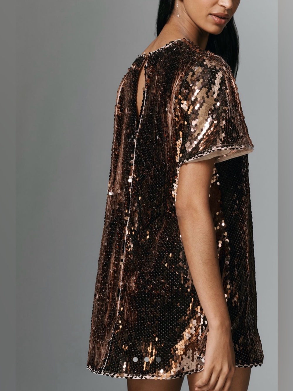 Maeve Anthropologie Emmy Gold Sequin Swing Mini Dress M NWT Pockets - Picture 3 of 7